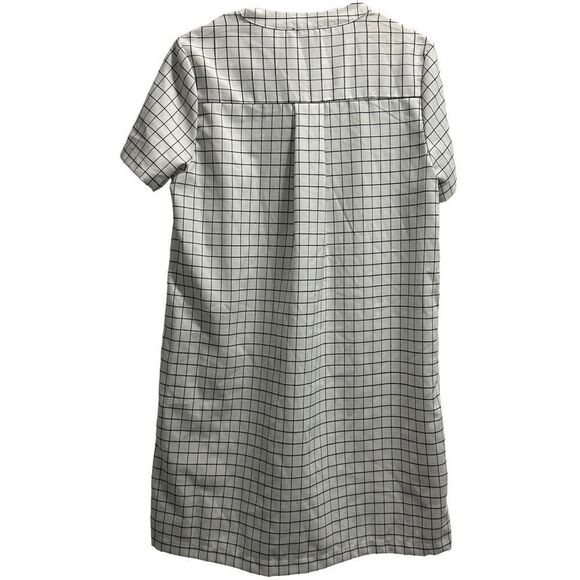 Women’s Black & White Abstract Window Pane Shift Dress with front Pockets Size M - Picture 4 of 5